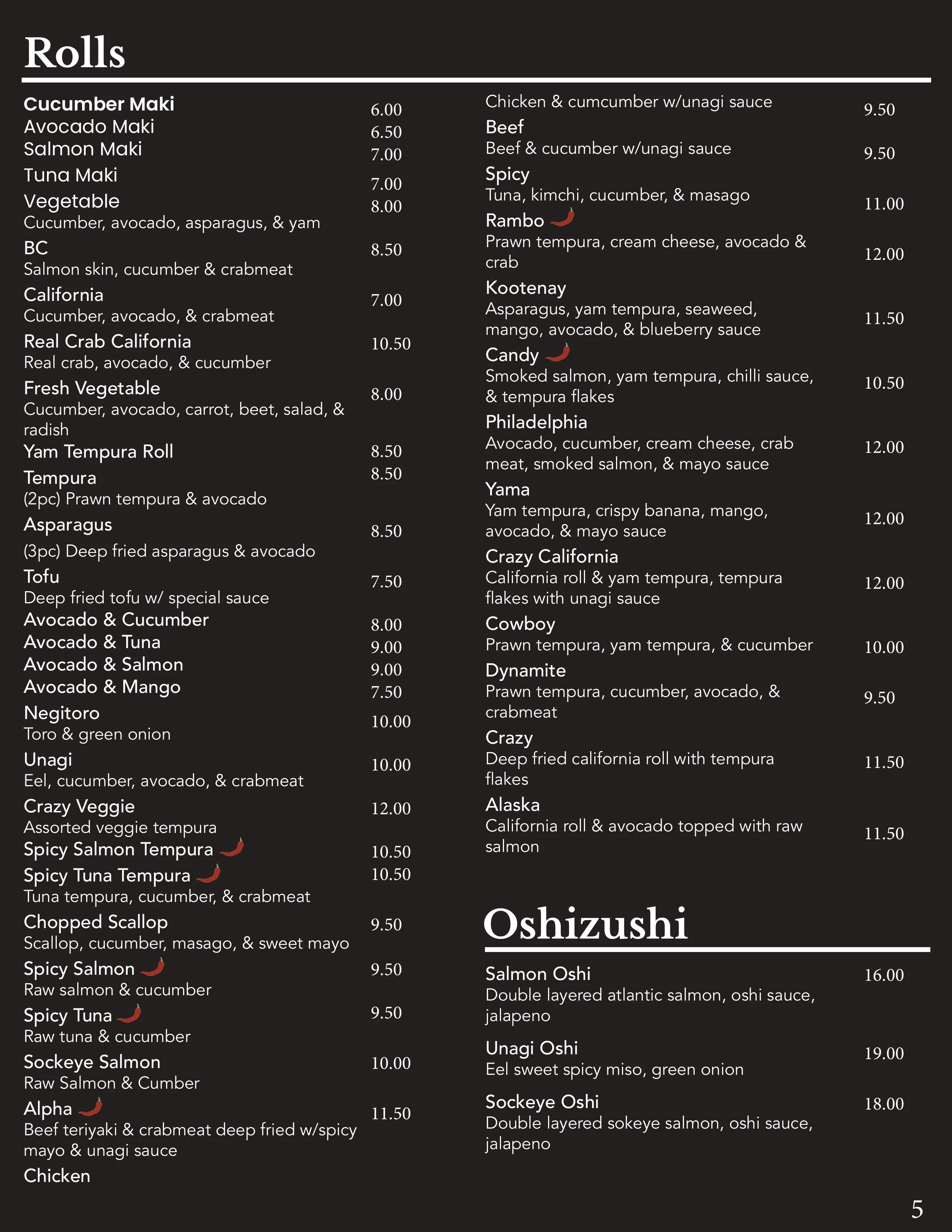 menu